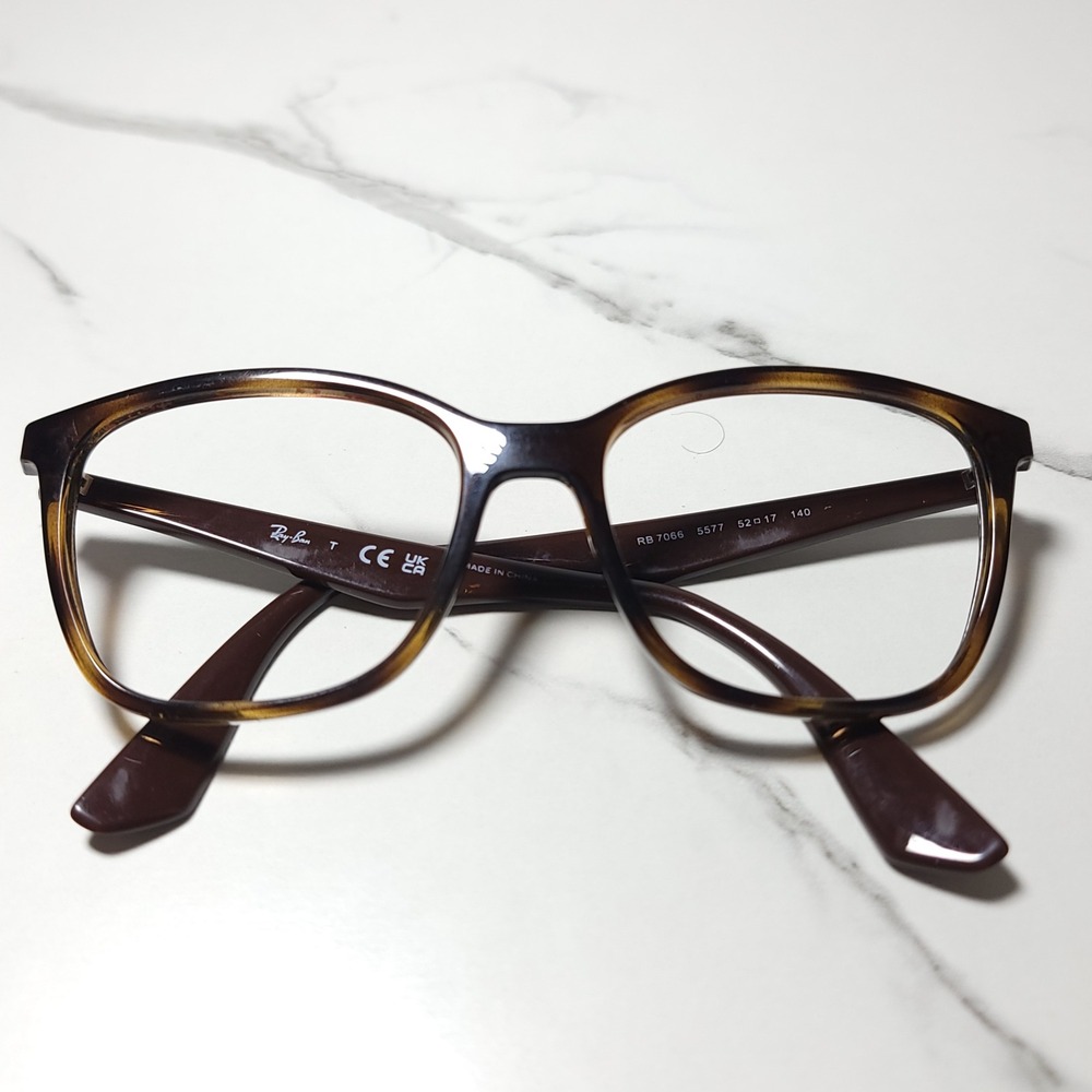 Ray-Ban RB 7066 5577 Dark Havana Tortoise Square Eyeglasses Frames 52-17-140